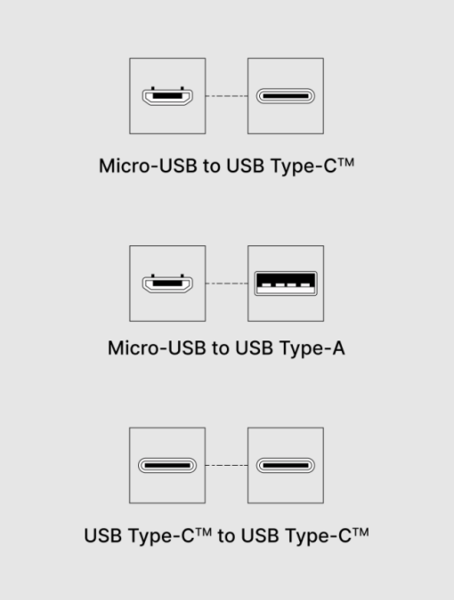 סט 3 כבלים OTG לארנקי קריפטו שונים