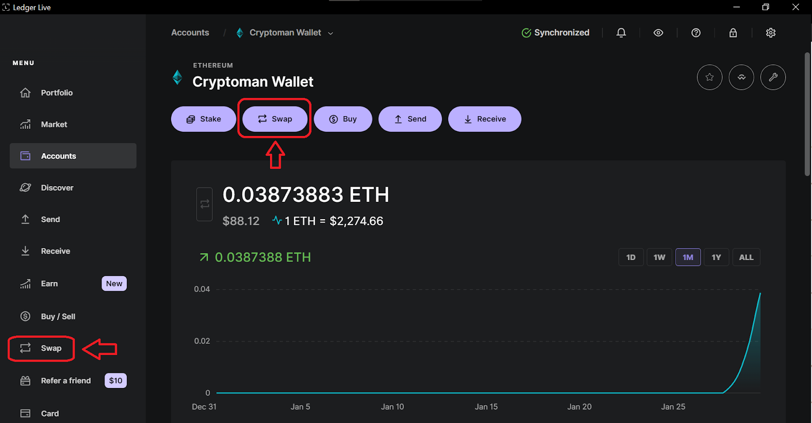 איך להמיר מטבעות דרך Ledger Live